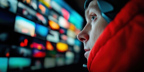 Immersive Digital Journalism Revolution AI-Powered Newsroom Visualization with Next-Gen Media Professional Analyzing Real-Time Global Content Streams