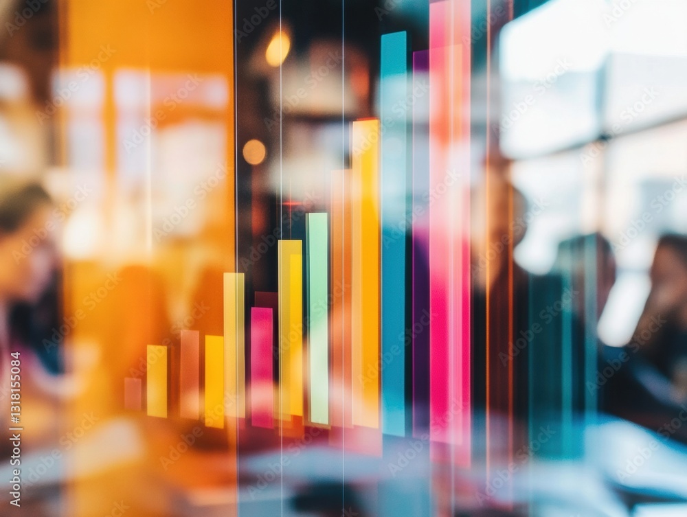 Poster Dynamic Business Analytics Visualization Vibrant Data-Driven Performance Metrics Showcasing Innovative Corporate Growth Strategies in Modern Workspace Design