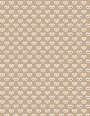 Cute kawaii heart pattern on beige background, seamless love and Valentine texture for kids, baby shower designs, wrapping paper, fabric and romantic stationery.