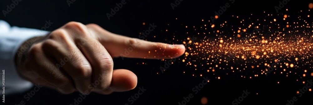 Aufkleber Transformative Digital Interaction Immersive Tech Experience with Quantum Particle Visualization - Innovative Visual Metaphor of Human-Technology Connection