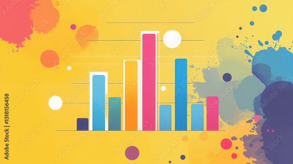 Poster vibrant abstract data visualization illustration with paint splatter effect