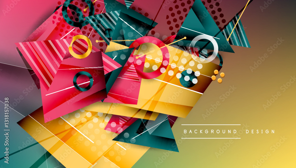 Poster creative triangles and circles composition
