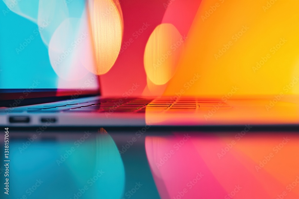 Aufkleber Gradient Tech Aesthetics Vibrant Laptop Edge in Immersive Digital Color Spectrum - Creative Workspace Innovation and Chromatic Design Exploration