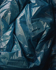 The crumpled plastic bags catch and reflect soft, ambient light.