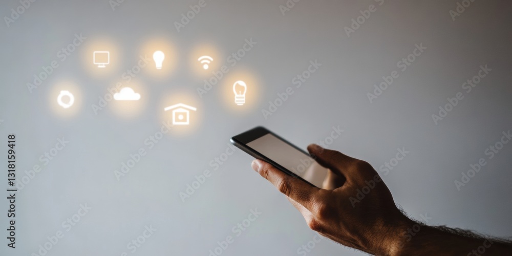 Aufkleber minimalist iot interface seamless smart home control with digital touchpoint - intuitive tech ecosys