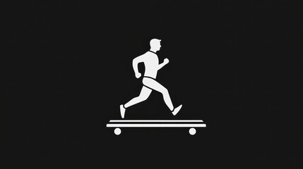 Fototapeta premium Man jogging on treadmill, dark background, fitness