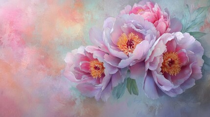 Beautiful artistic illustration of vibrant pink and purple flowers