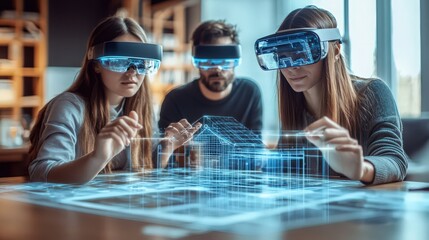 Collaborative architecture design utilizing virtual reality headsets together