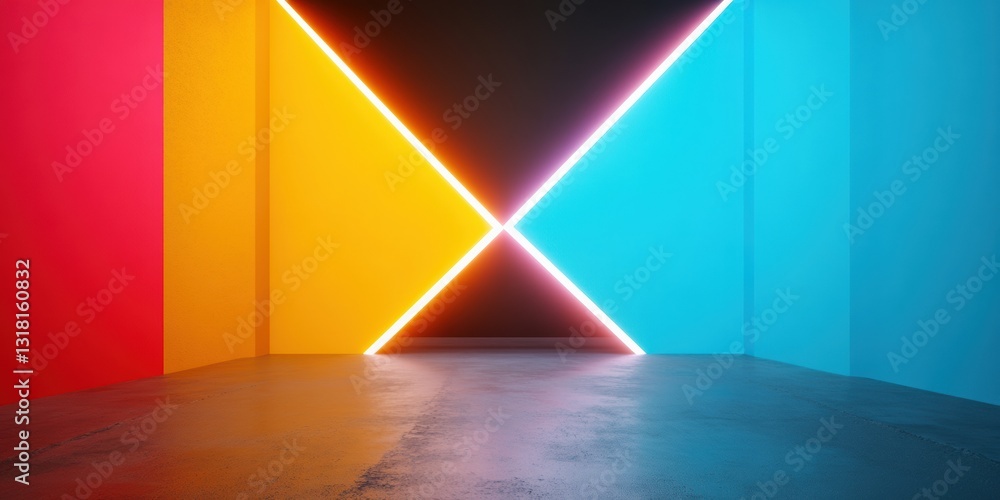 Poster immersive digital nexus vibrant neon geometric light tunnel revealing cutting-edge tech innovation a
