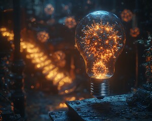 Glowing Idea in Dark Factory.