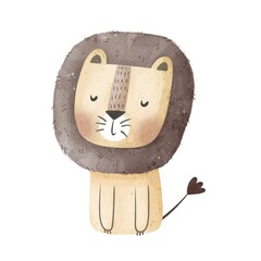 cartoon lion. Colorful illustration, flat style. design for cards, print, posters, logo, cover