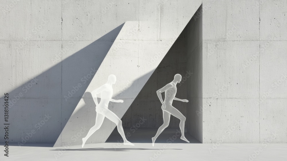 Poster brutalist kinetic silhouettes minimalist motion design in concrete architecture - innovative digital