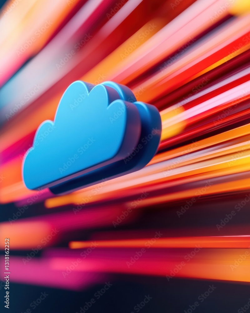 Fototapete Vibrant Cloud Computing Dynamics Next-Gen Digital Transformation with Fluid Motion Design - Cutting-Edge Tech Visualization for Innovative Branding Strategies
