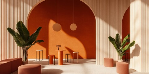 Terracotta Tranquility Minimalist Wellness Sanctuary with Organic Curves - Biophilic Design Meets Modern Meditation Aesthetic for Mindful Workspace Innovation