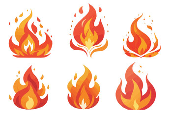 Flame icons in flat style. vector illustration.