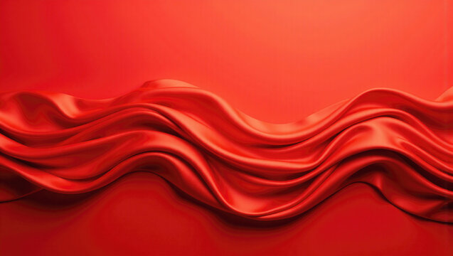 red Abstraction: Bright Gradients with Soft Flowing Wave Shapes
