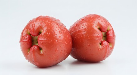 watery apples in white background