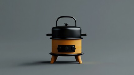 3d render stove with gray background
