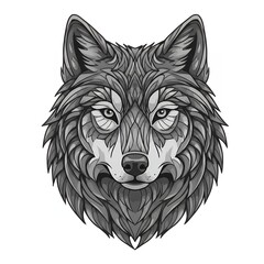 Obraz premium A grayscale vector illustration of a wolf in tribal art style for coloring, featuring bold, curved lines.