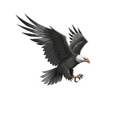 Obraz premium A grayscale abstract vector illustration of a majestic eagle in flight, with sharp, flowing lines conveying power and speed.