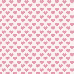 Seamless pink heart pattern on light background. Cute polka dot hearts for Valentine’s Day, wedding stationery, kids designs, fabric, scrapbook and gift wrap.