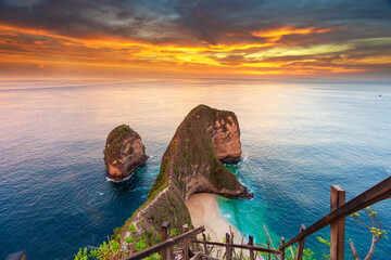 Famous iconic landmark Bali Kelingking beach Bali on the west coast island Nusa Penida, Bali,...