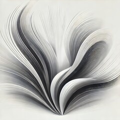  A grayscale abstract vector illustration symbolizing joy with upward-flowing, curving lines evoking a sense of celebration.