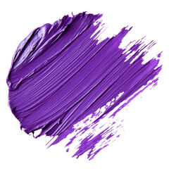 Vibrant purple paint smear with textured brush strokes against a clean transparent background, purple paint smeart brush strokeisolated on transparent background