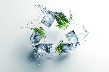 Ecosystem Restoration, environment day concept 3d tree background. Recycle icon banner with green forest. Eco-friendly recycling symbol, Ecology project concept.	