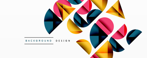 Minimal geometric abstract background. Circle square and triangle design