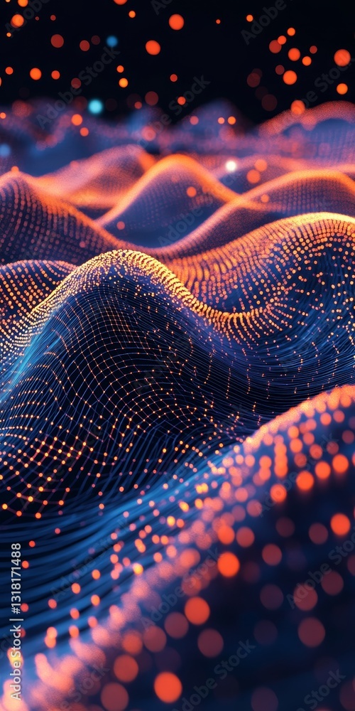 Poster immerse yourself in this abstract representation of flowing waves illuminated by vibrant blue and or