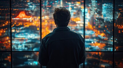 Sports stadium architect analyzing holographic crowd flow patterns at exits