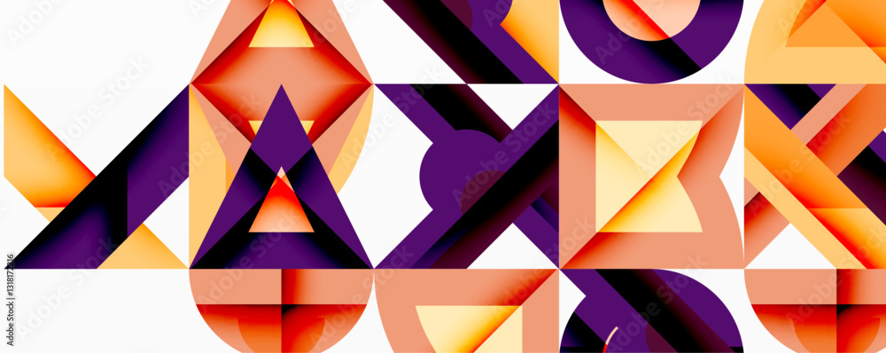 Aufkleber Minimal geometric abstract background. Circle square and triangle design