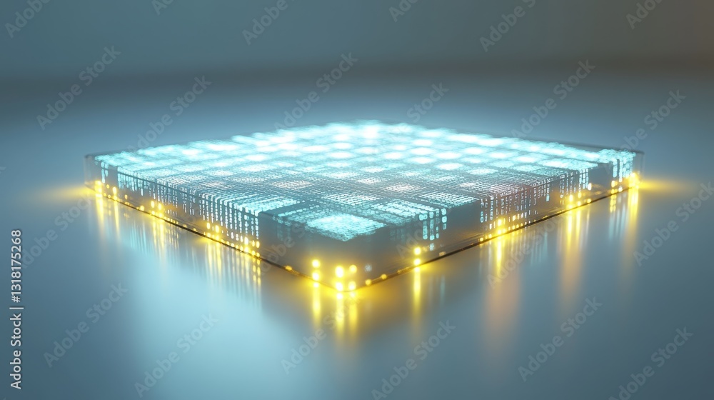 Poster this futuristic image showcases a computer processor with glowing circuits, emphasizing modern techn