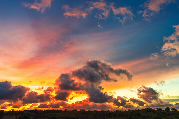 Colorful sky with clouds on nature background