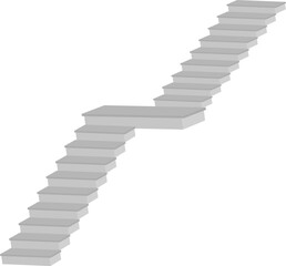 Minimalist abstract staircase design, featuring a series of floating steps forming a geometric zigzag pattern. The artwork has a monochrome color scheme with soft shadows