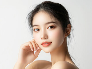 美しい若い女性　美容、健康の広告デザインに最適な人物素材　コピースペース