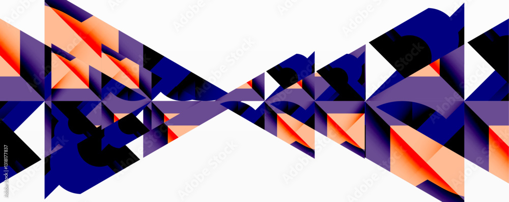 Aufkleber Abstract geometric composition with interlocking circular and angular shapes, featuring smooth gradients and sharp contrasts on a white background