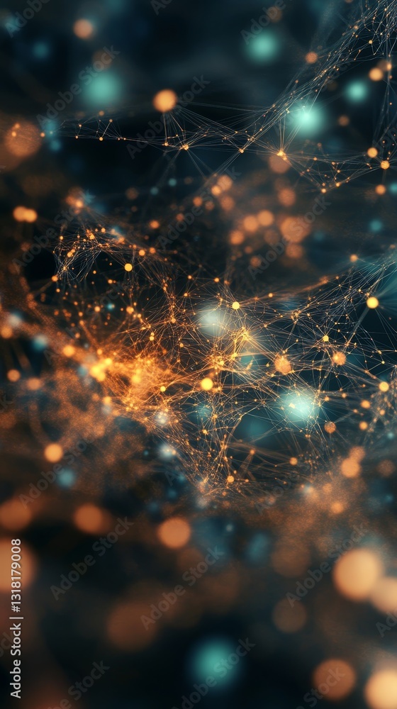 Poster this image features an abstract arrangement of glowing points and lines, representing a dynamic digi
