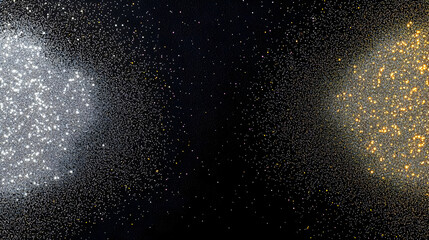 Obraz premium Elegant Dark Background with Gold and Silver Glitter Sparkle Effect Creating a Luxurious and Festive Atmosphere with Texture and Abstract Design for