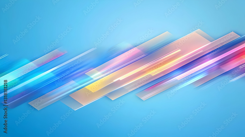 Aufkleber abstract geometric design with diagonal lines and colorful overlays on light blue background