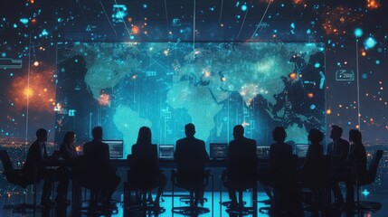 Global data analysis by a team of experts in a high-tech meeting room