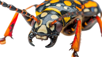 Close-up of a vibrant beetle showcasing intricate patterns. transparent background