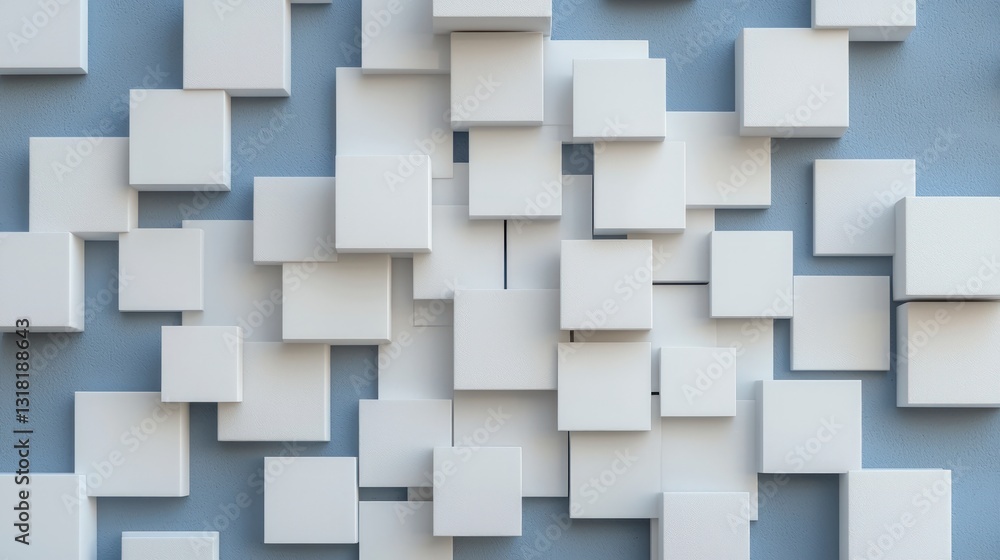 Poster abstract white cubes geometric background 3d render modern design minimalist texture
