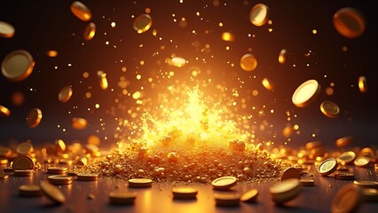Obraz premium casino game gold coin explosion realistic cash prizes