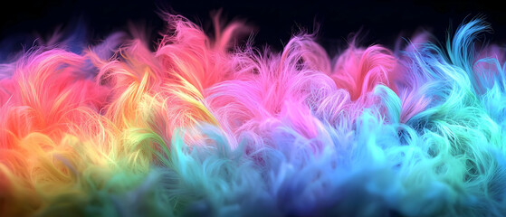 Vivid Multicolored Abstract Smoke Cloud Formation on Dark Background with Dynamic Flowing Swirls and Iridescent Holographic Sheen