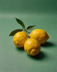 Minimalist lem photo with a plain green backdrop.