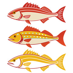 Sea Life Silhouettes Swordfish, Grouper, Snapper, and Haddock Icons