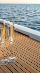 Yacht champagne sunset ocean luxury