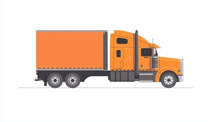 Fototapeta premium Orange Semi-Truck Side Profile
